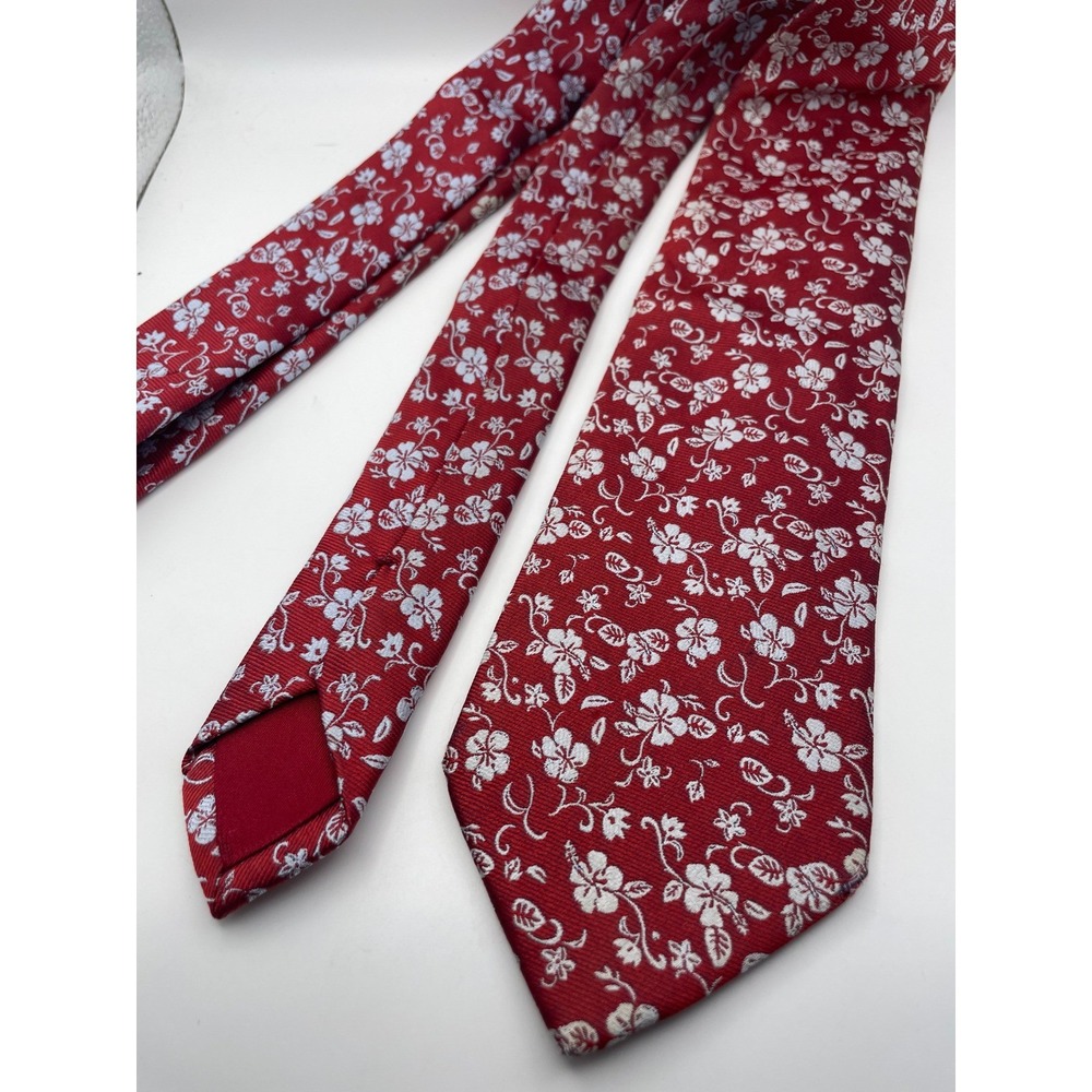 Bigi Cravatte Milano Barneys New York Red Silk Floral Tie Made in Italy Mens